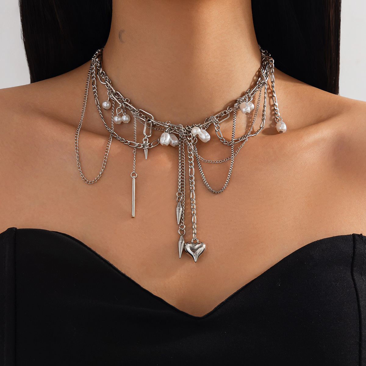 Pearl Choker Necklace Vintage - 빈티지 불규칙 인조 진주 목걸이 여성