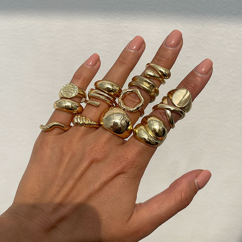 Vintage Punk Knuckle Rings Set - 여성을위한 패션 빈티지 금속 반지 선물