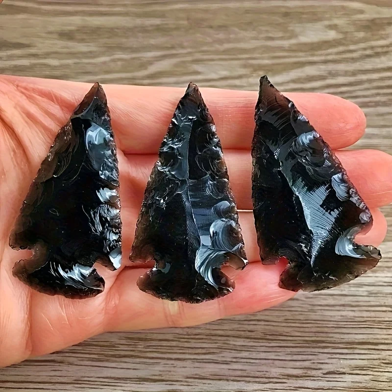 Crystal Pendant Necklace Natural Stone - 1 흑요석 화살 펜던트 -손으로 조각한