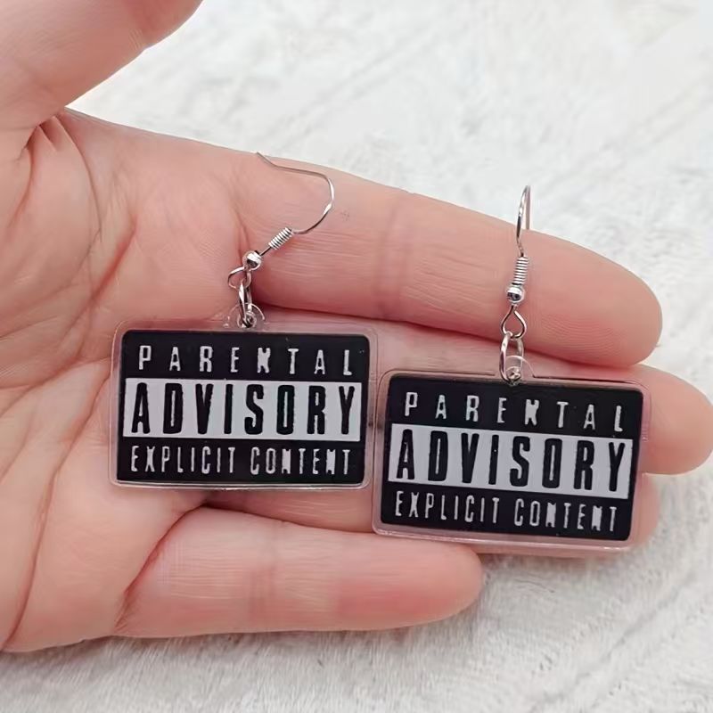 Earrings - 10개 아크릴 흑백 인용문 귀걸이, 여성용