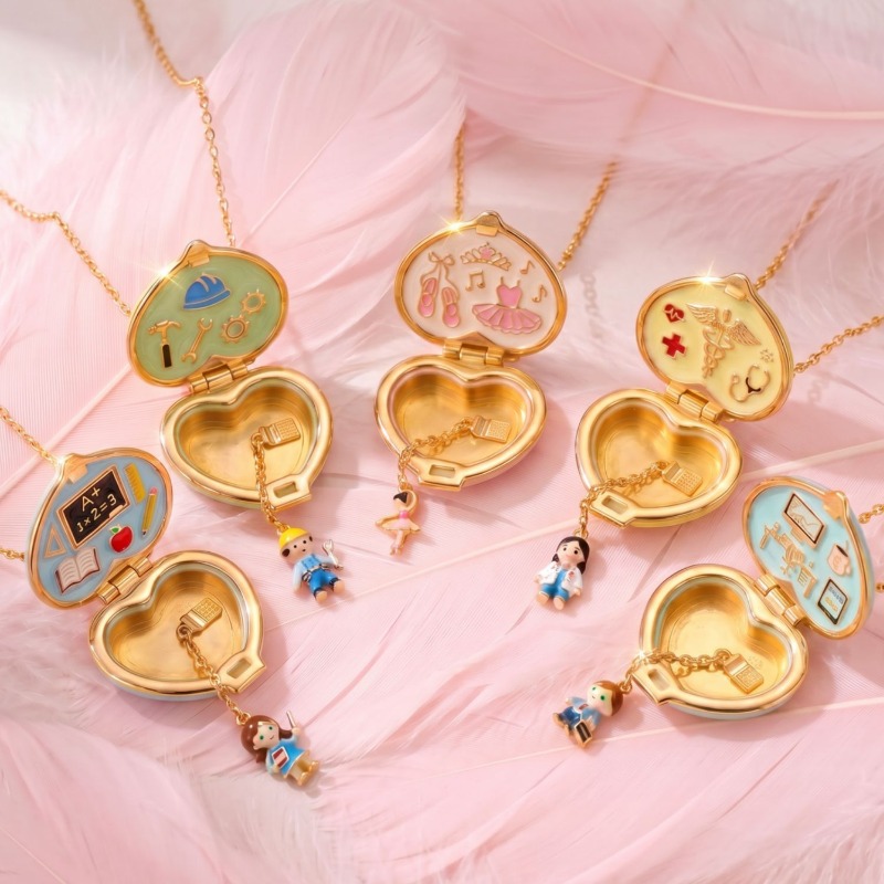 Heart Locket Necklace Photo - 빈티지 하트 모양 사진 로켓 목걸이