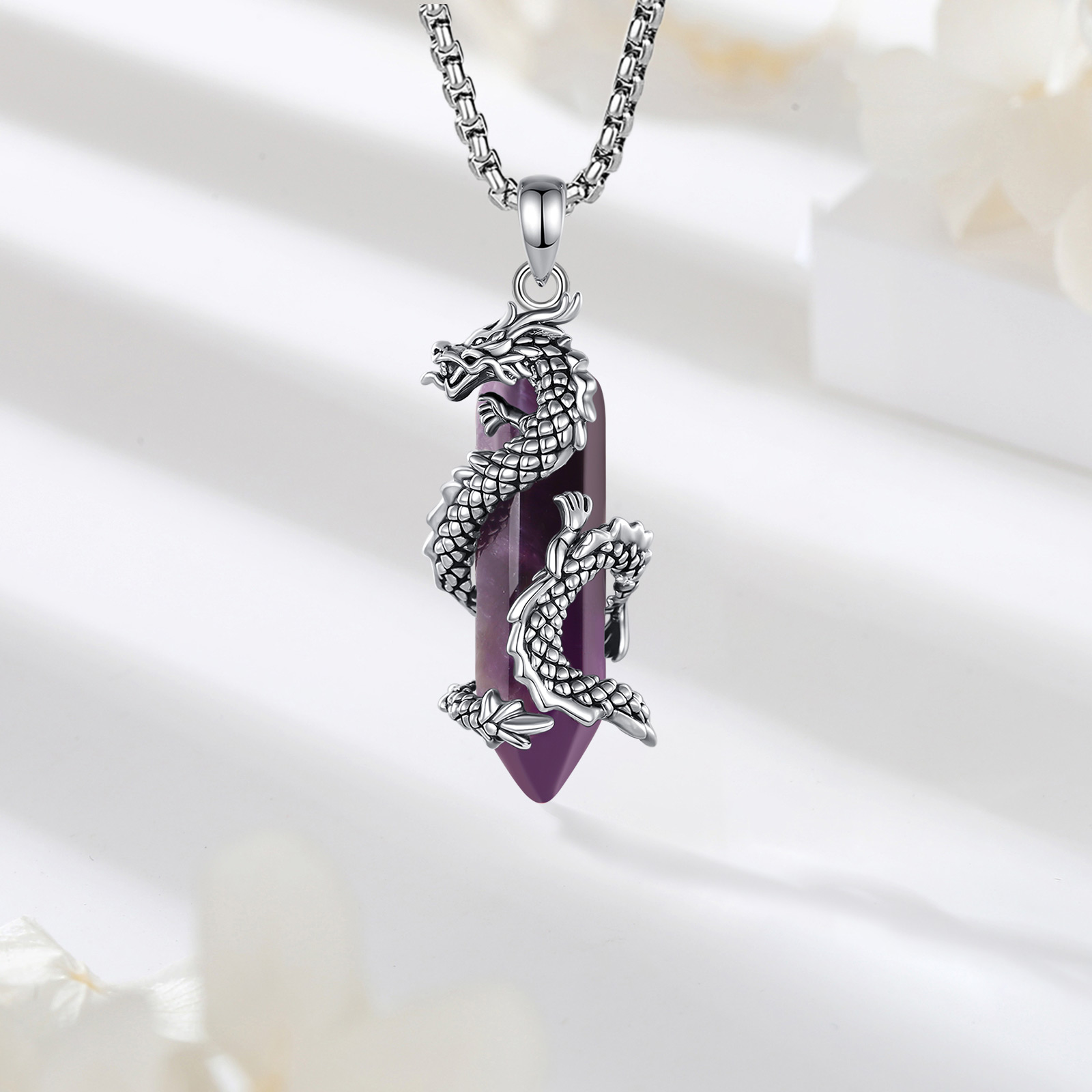 유도라 자수정 드래곤 목걸이 펑크 천연 크리스탈 힐링  - Crystal Pendant Necklace Natural Stone 리뷰 및 가격