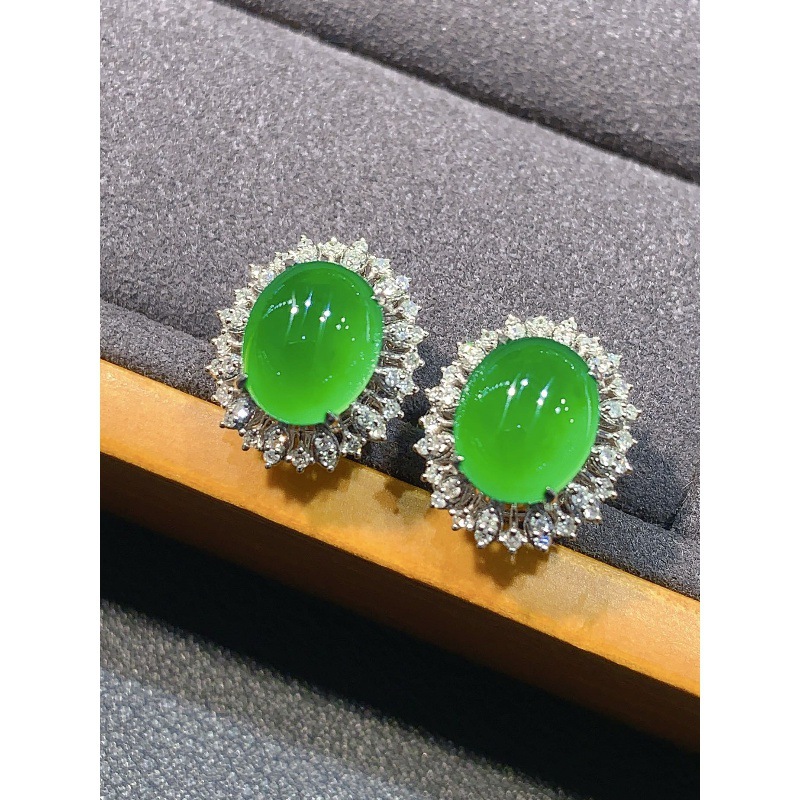 얼음형 양양녹색 비취 귀걸이, 미얀마산 천연 정품, 1 - Earrings 리뷰 및 가격