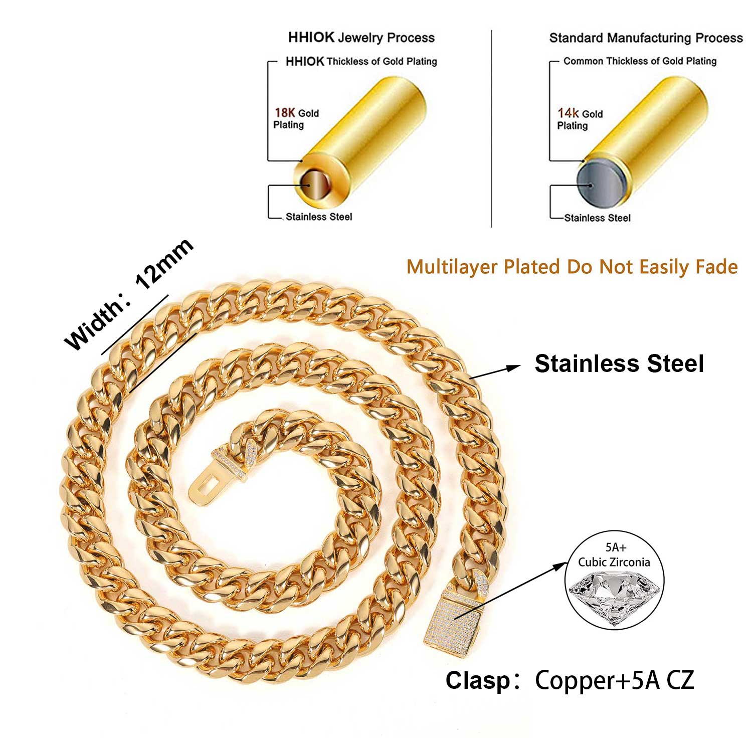 12mm 마이애미 망 쿠바 링크 체인 목걸이 전체 아이 - Cuban Link Chain 12Mm 리뷰 및 가격