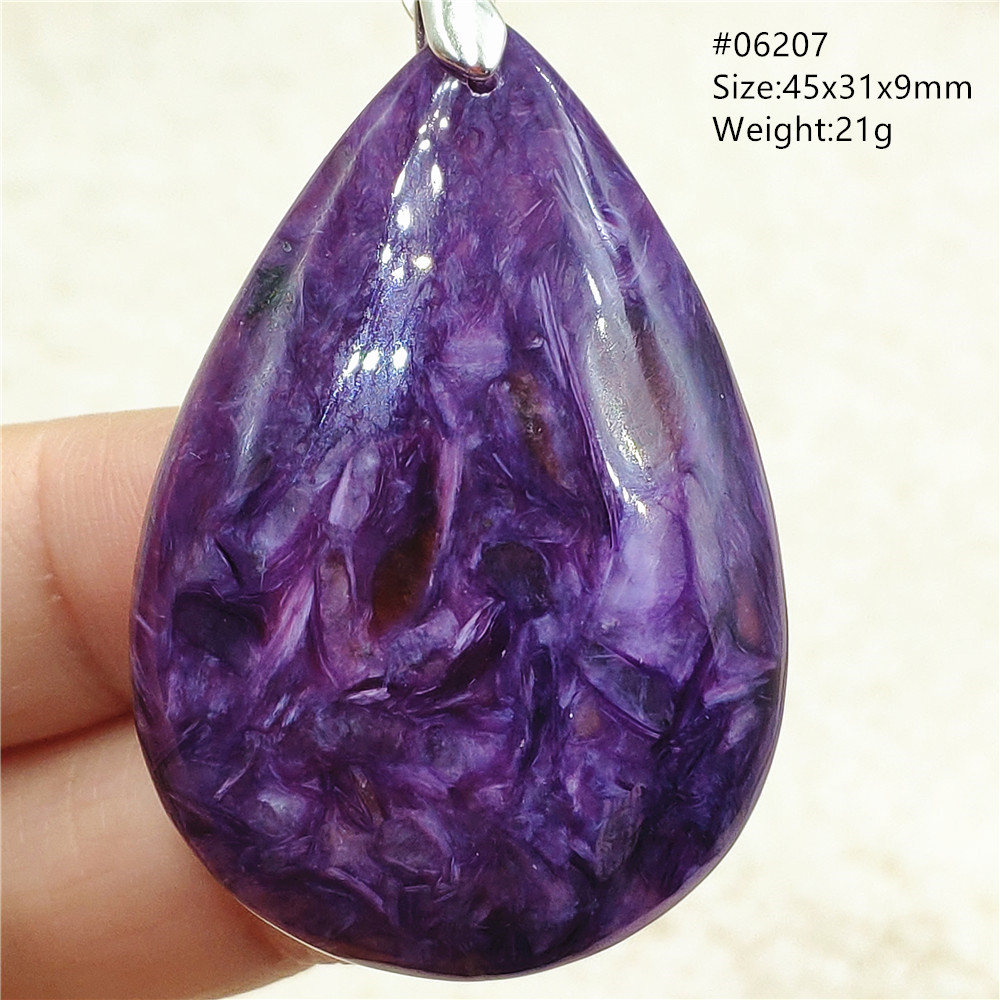 천연 보라색 Charoite 워터 드롭 보석 펜던트 여 - 925 Sterling Silver Chain Necklace Men 리뷰 및 가격