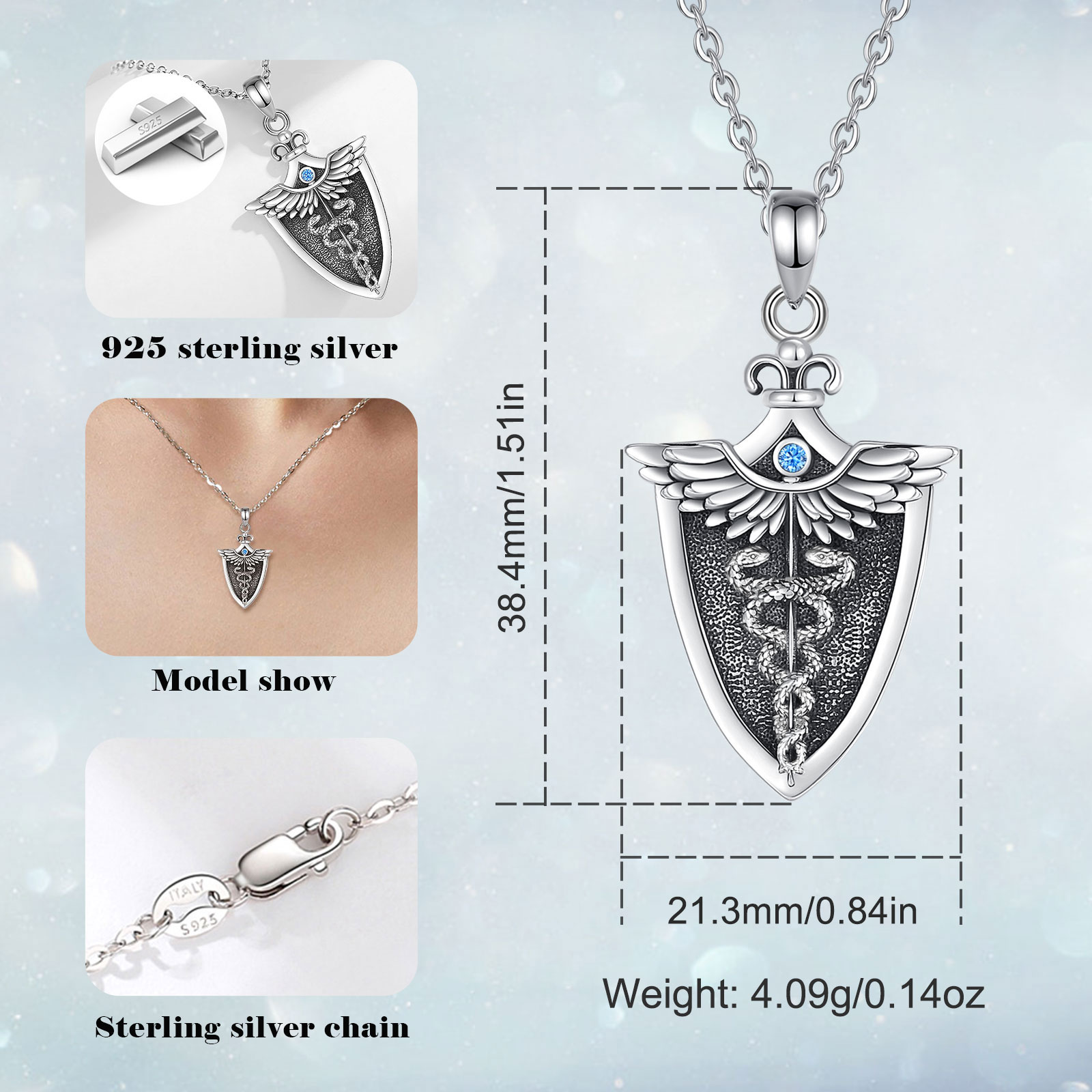 Eudora 남성용 오리지널 925 스털링 실버 카두세 - 925 Sterling Silver Chain Necklace Men 리뷰 및 가격
