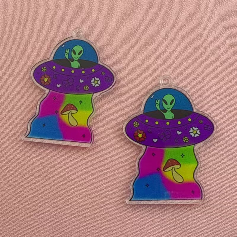10개 크로스보더 인기 재미있는 아크릴 외계인 캐릭터  - Earrings 리뷰 및 가격