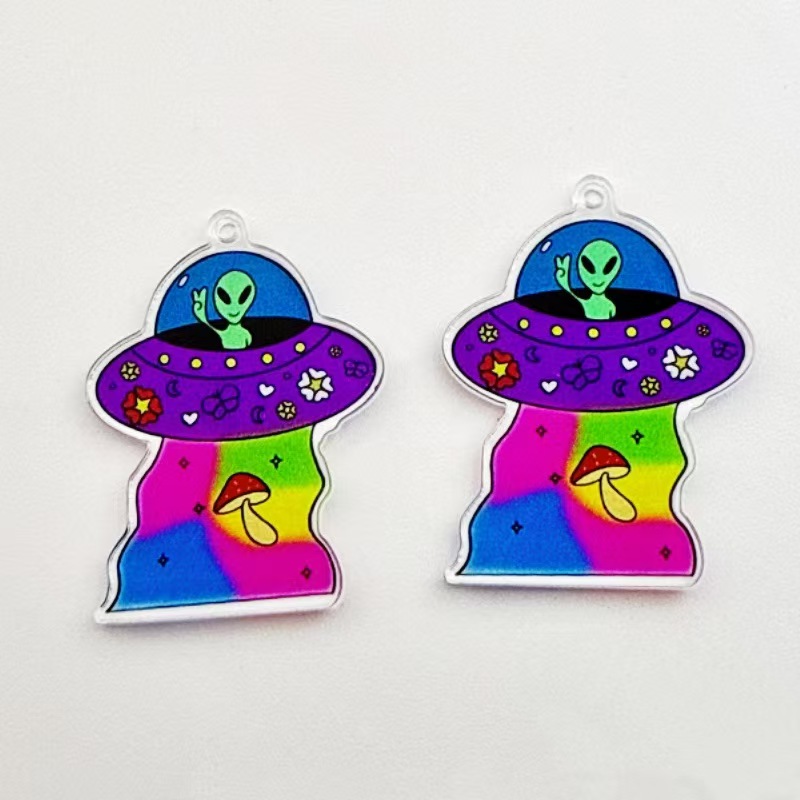10개 크로스보더 인기 재미있는 아크릴 외계인 캐릭터  - Earrings 리뷰 및 가격