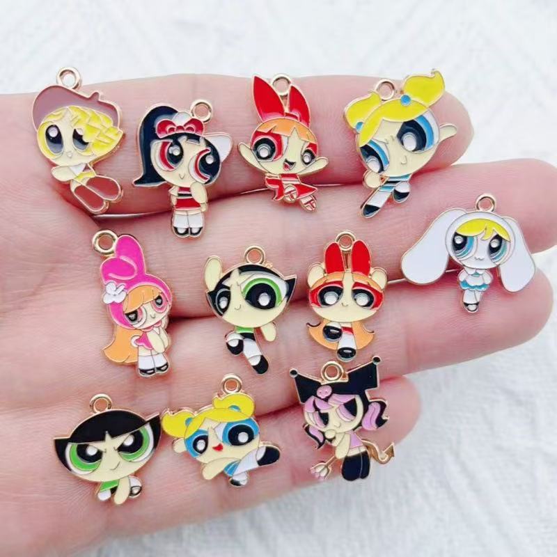 10개 합금 오일 드리핑 만화 소녀 펜던트, DIY 쥬 - Earrings 리뷰 및 가격