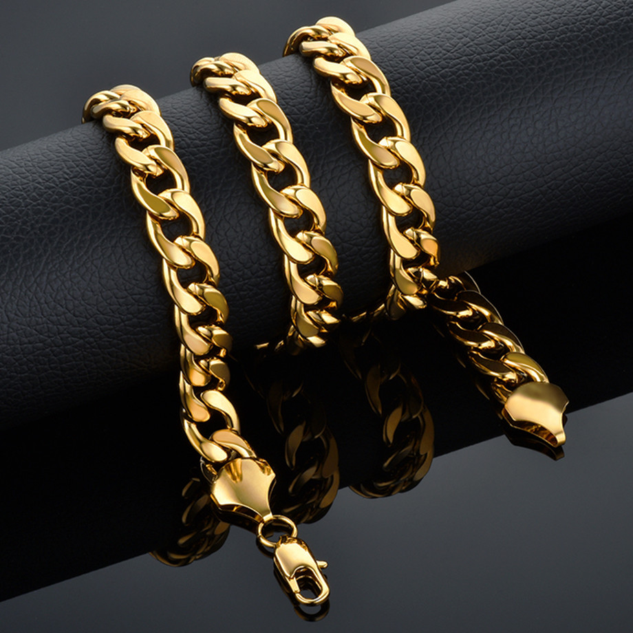 남성용 316L 스테인리스 스틸 골드 컬러, 마이애미  - Cuban Link Chain 12Mm 리뷰 및 가격