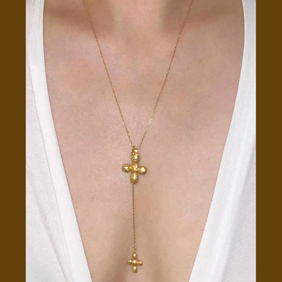 유럽 ​​미국 빅 하트 더블 레이어 크로스 골드 실버  - Cross Pendant Necklace Gold 리뷰 및 가격
