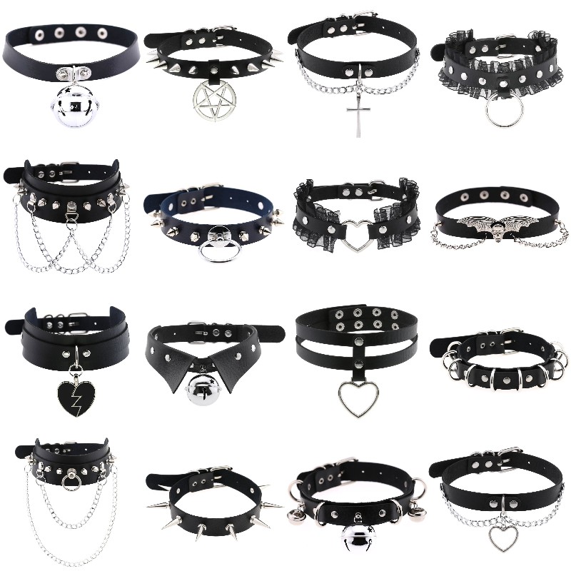 트렌디 펑크 스파이크 리벳 가죽 여성 초커 벨 펜타그램 - Goth Punk Spike Choker 리뷰 및 가격