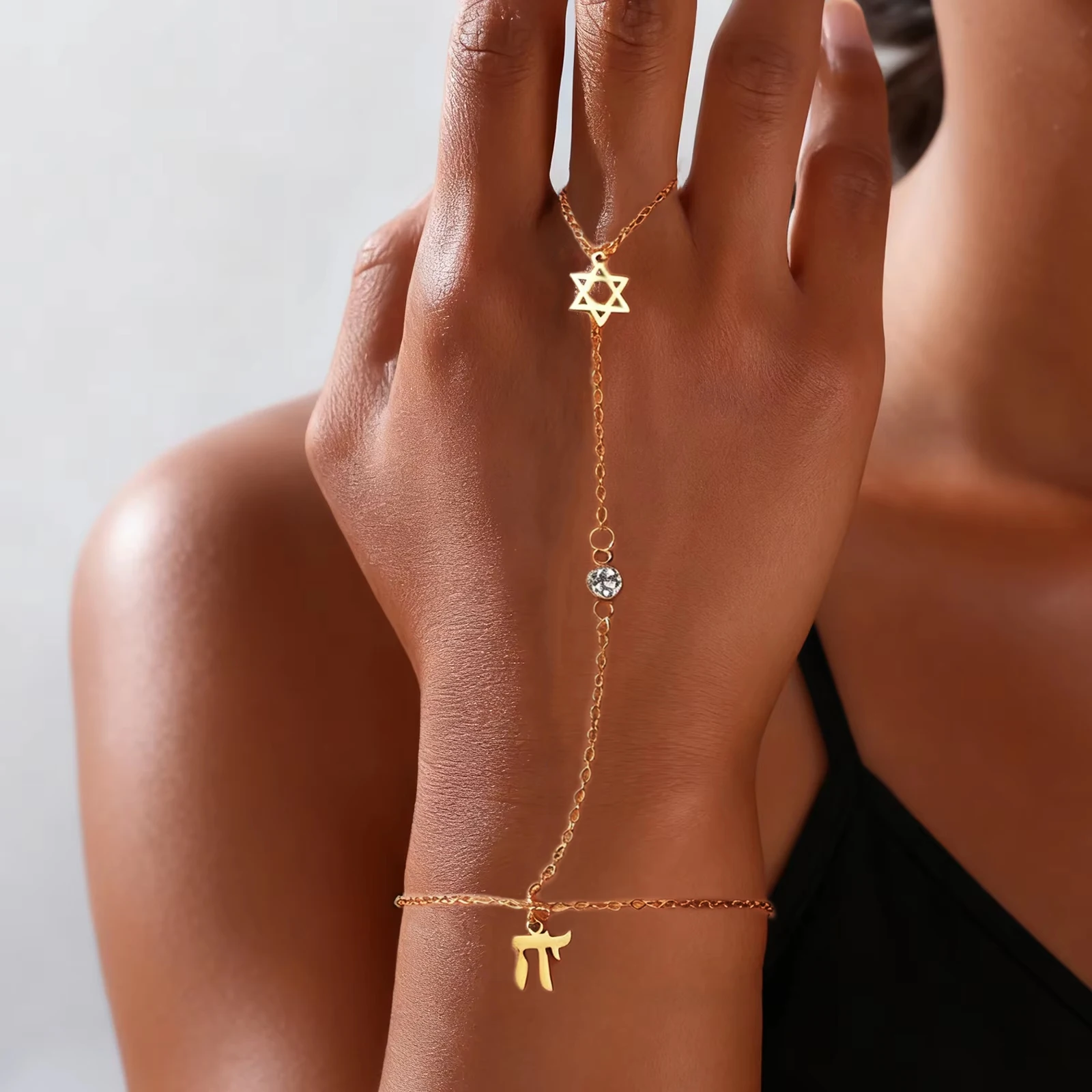 유대교 다윗의 별 히브리어 차이 글자 손가락 팔찌 스테 - Bracelets 리뷰 및 가격