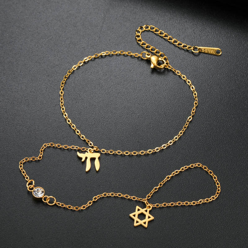유대교 다윗의 별 히브리어 차이 글자 손가락 팔찌 스테 - Bracelets 리뷰 및 가격