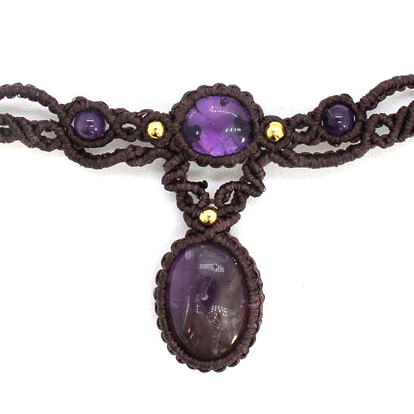 여성을위한 크리스탈 땋은 Macrame 스톤 펜던트 목 - Crystal Pendant Necklace Natural Stone 리뷰 및 가격
