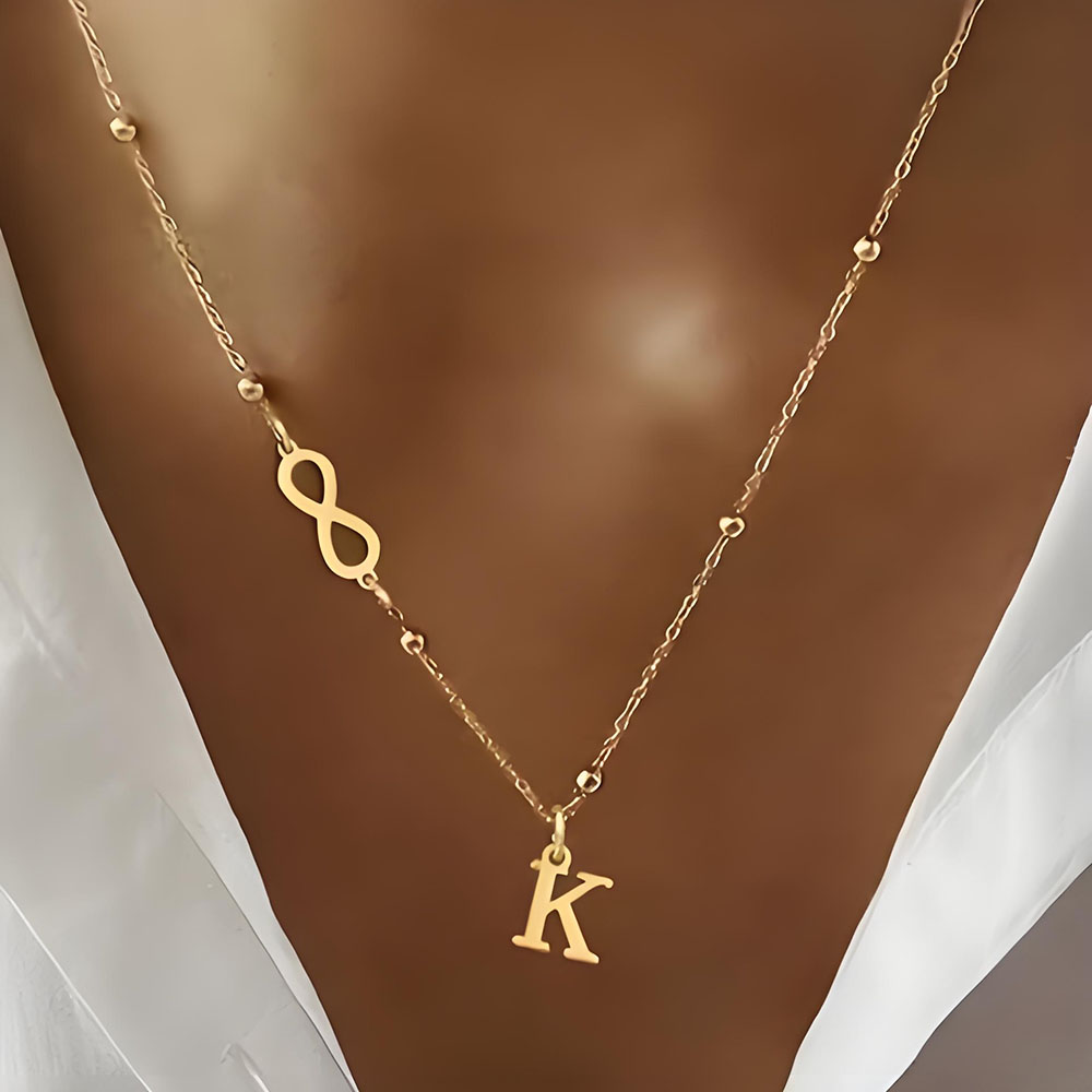 맞춤형 무한대 기호 이니셜 레터 비즈 체인 목걸이 18 - Initial Letter Necklace 18K Gold 리뷰 및 가격