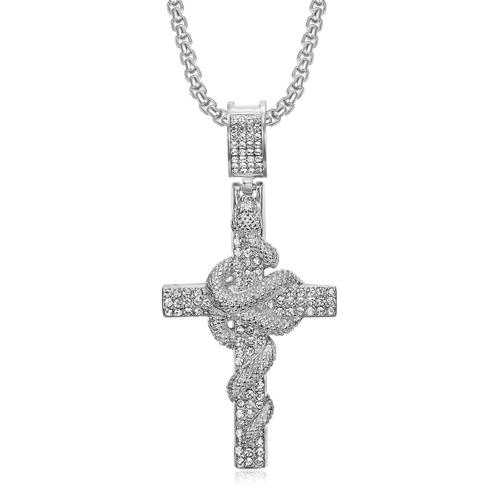 뱀 무늬가 새겨진 스테인리스 스틸 십자가 펜던트 목걸이 - Cross Pendant Necklace Gold 리뷰 및 가격
