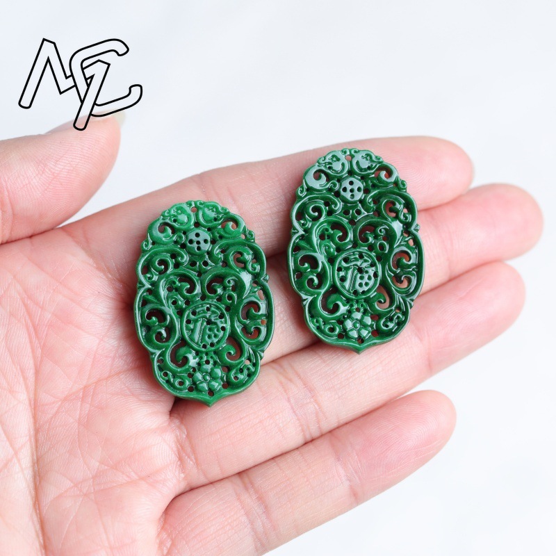 2pc 천연 옥 드라이 시안 양면 중공 조각 액세서리  - Earrings 리뷰 및 가격