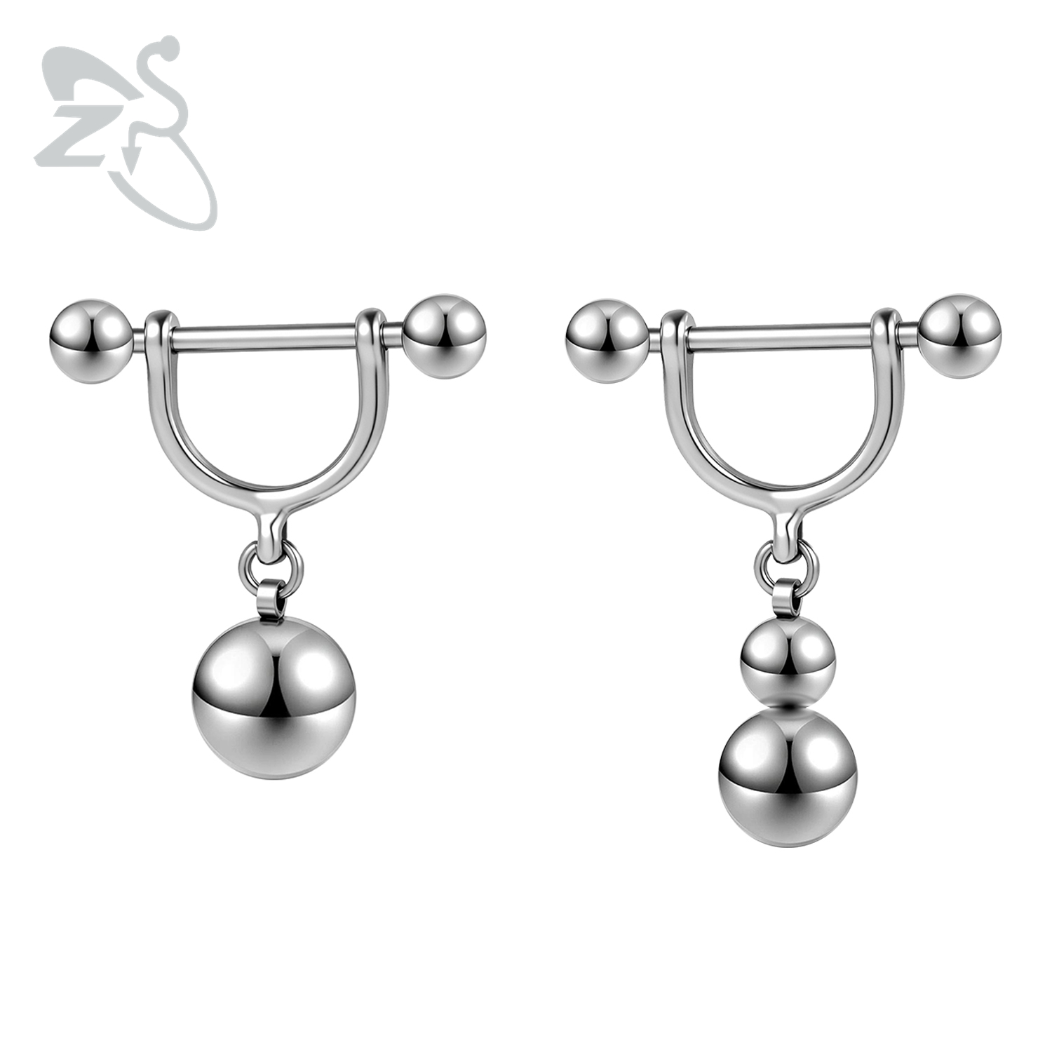 ZS 1개 14G/16G 스테인리스 스틸 볼 드롭 니플 - Body Jewelry 리뷰 및 가격