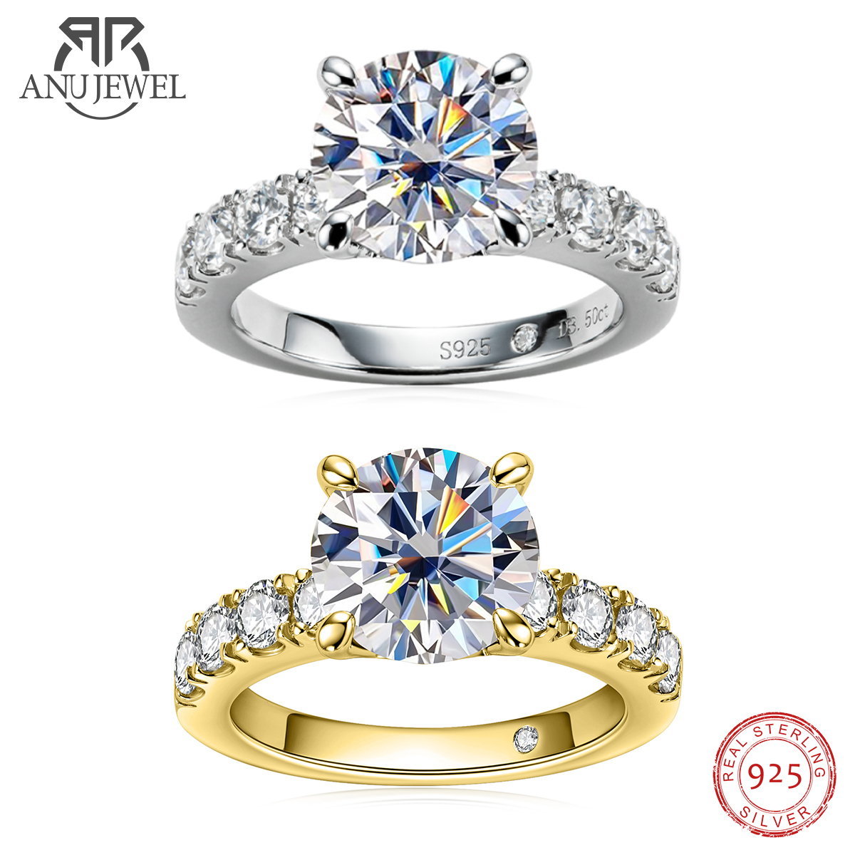 AnuJewel 4.3cttw D 컬러 Moissani - Moissanite Engagement Ring 1 Carat 리뷰 및 가격
