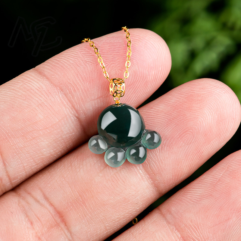 천연 진짜 에메랄드 블루 워터 제이드 고양이 발 펜던트 - Necklaces 리뷰 및 가격