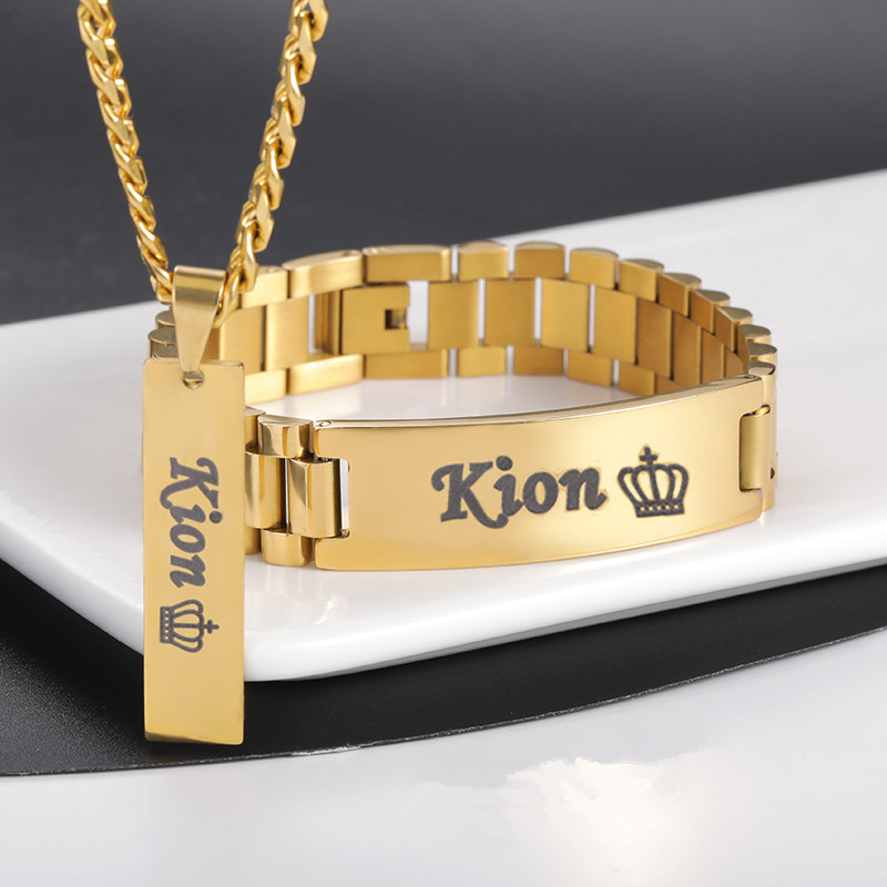 사용자 정의 남자 이름 목걸이 큰 팔찌 쥬얼리 세트 스 - Custom Name Necklace Stainless Steel 리뷰 및 가격