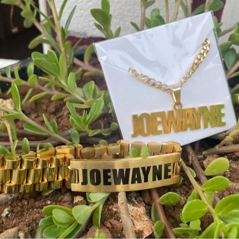 사용자 정의 남자 이름 목걸이 큰 팔찌 쥬얼리 세트 스 - Custom Name Necklace Stainless Steel 리뷰 및 가격