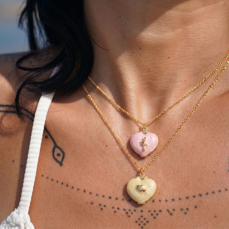 빈티지 하트 모양 사진 로켓 목걸이 화려한 에나멜 오픈 - Heart Locket Necklace Photo 리뷰 및 가격