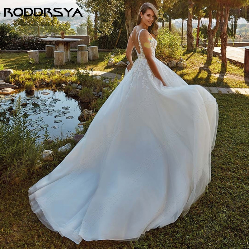 RODDRSYA-비치 웨딩 드레스 아플리케 스트랩 v- - Necklaces 리뷰 및 가격